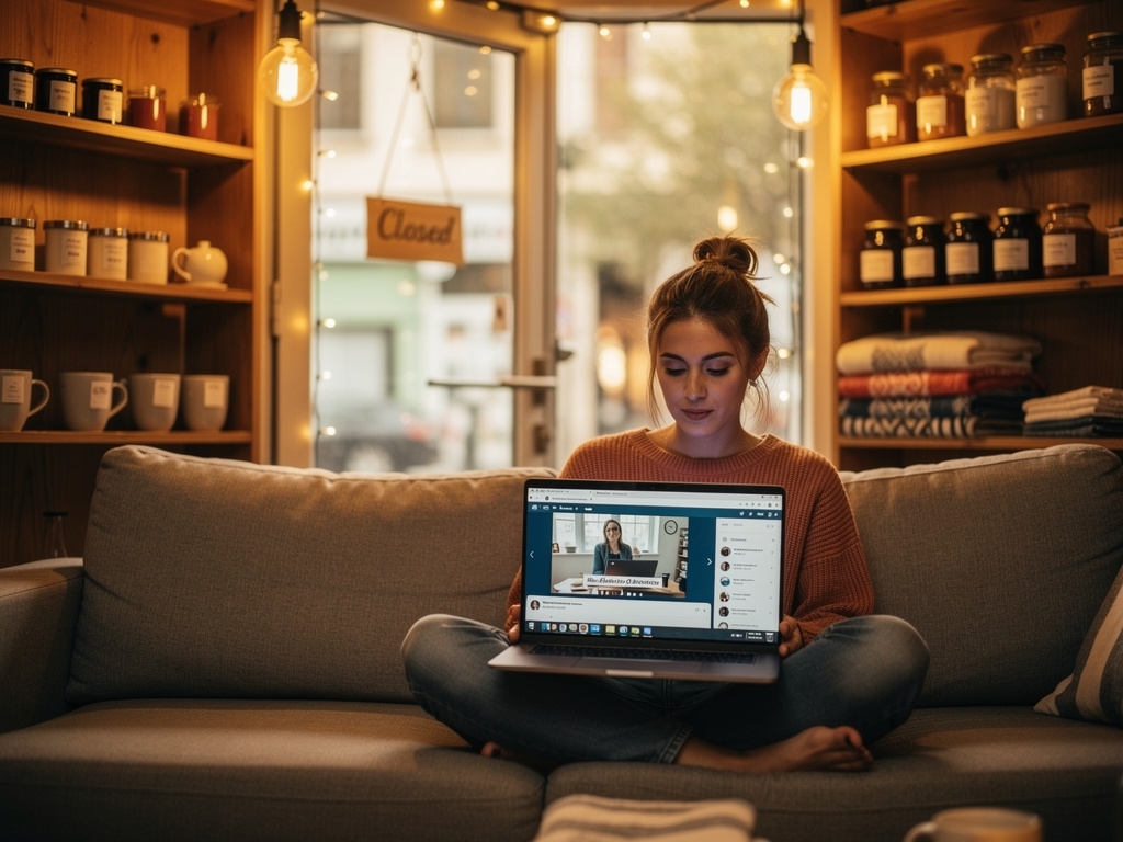 Emprendedor estudiando publicidad digital en su negocio